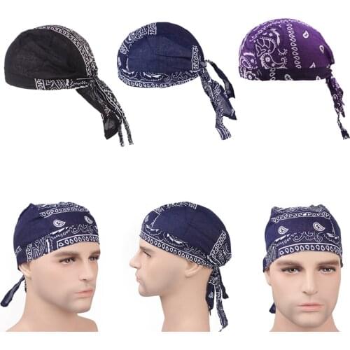 3pcs Unisex Bandana Hat 100% Cotton Unisex Durag Print Cap Breathable Chemo Turban Fashion Headwrap Headwear Pirate Head Scarf