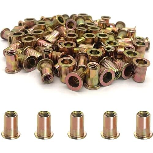 30pcs flat head rivet nut stainless steel m3 m4 m5 m6 m8 m10 m12 rivnut zinc plated cap rivet threaded nut