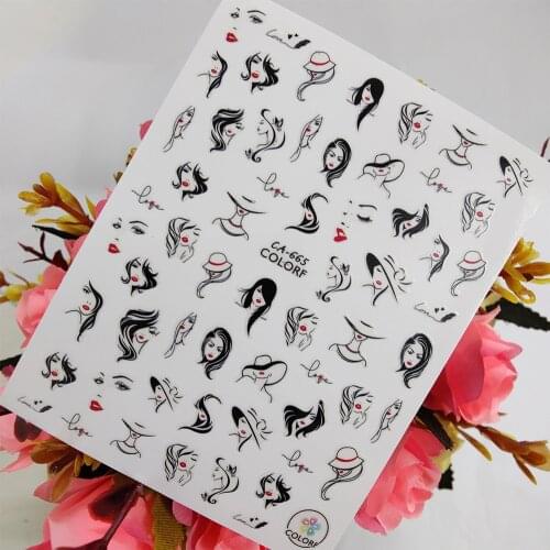 3D Nail stickers Art Geometric Fashion Sexy Girl Design Sliders for Nails Foil Self Adhesive All for Manicure Accessories