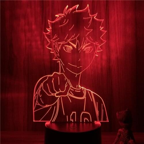 Lover 3D Nightlight Anime Haikyuu Hinata Shoyo Sure To Win Action Figure 7 Colors Touch Optical Illusion Table Lamp Gift Model