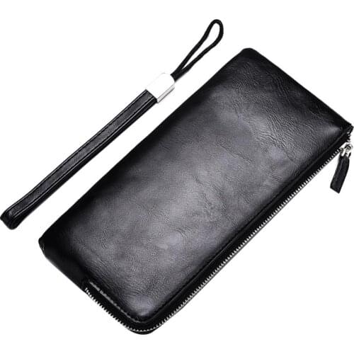 50% Dropshipping!!Deabolar Men Solid Color Faux Leather Long Wallet Card Phone Holder Clutch Purse
