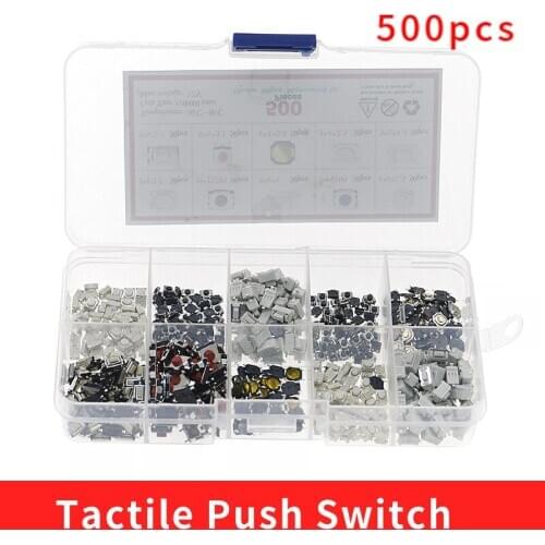 500Pcs 10-Types Tactile Push Button Switch Car Remote Control Keys Button Touch Microswitch