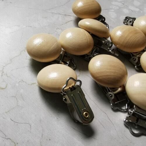 500pcs Metal Wooden Baby Pacifier Clips Solid Color Holders Cute Infant Soother Clasps Holders