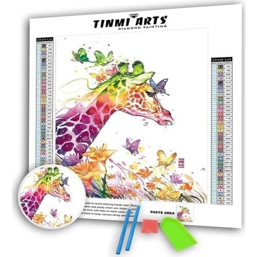 5D Diamond Painting Kits Full DIY Cross Stitch Pattern Crystal Rhinestone Embroidery Arts Craft Wall Sticker Colorful Giraffe