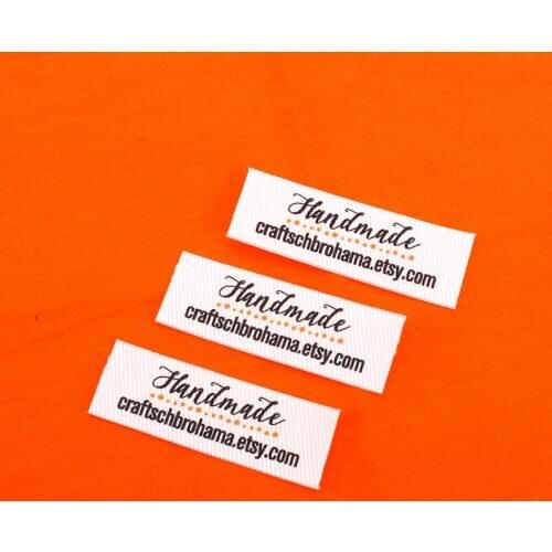 98 Custom Iron Labels, Personalized Brand, Logo or Text, Custom Design, Organic Cotton Fabric Name Label (TB0015)