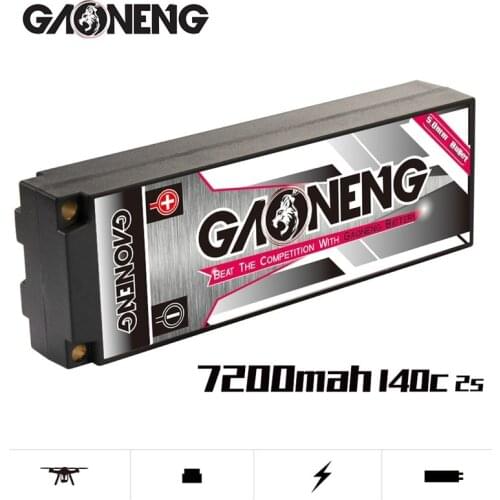 GNB GAONENG 7200mAh 2S 7.6V 140C/280C Hardcase LiPo LiHV Battery T Connector for 1:8 1/8 RC Car Four Drive Off-Road Boat