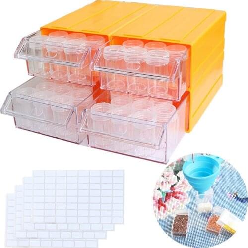 5D Diamond Painting Accessories Detachable Storage Container 1/2/4 Boxes Drawers For Beads Seeds Drills with Individual Bottles