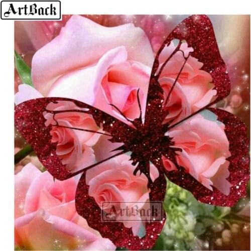 New arrival 5D diamond painting butterfly pink rose full square drill diamond embroidery mosaic home decoration painting flowers
