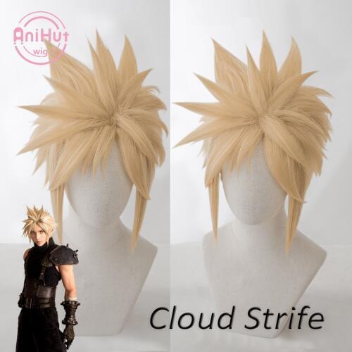 【AniHut】Cloud Strife Wig Final Fantasy VII Remake Cosplay Blonde Synthetic Heat Resistant Hair Cloud Cosplay