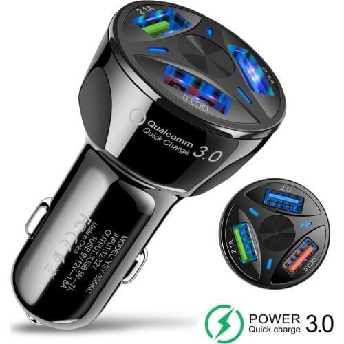 USB Car Charger 3 Ports Quick Charge 3.0 DC 12-24V Mobile Phone Charger Universal Fast Car Charger Adapter