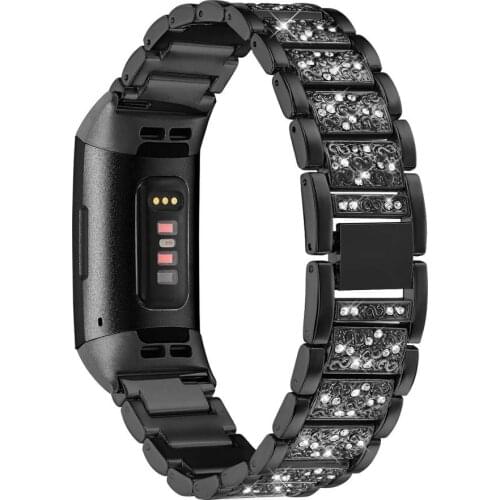 Bling Bands Compatible with Charge 3, Replacement Strap with Rhinestone Bracelet Wrist Band Accessories for Charge 3 SE