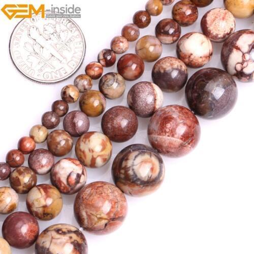 Gem-inside 4-12mm 15'' Natural Round Dark Red Birdeye Rhyolite Beads For Jewelry Making Beads Bracelets For Women DIY Beads