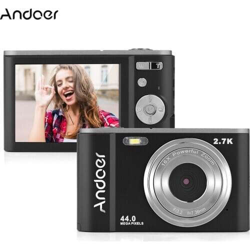 Andoer Mini Digital Camera 44MP 2.7K 2.88-inch IPS Screen 16X Zoom Self-Timer 128GB Extended Memory Face Detection Anti-shaking