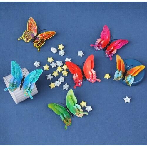 Decoration Accessories on The Cabinet Refrigerator Butterflies 3D Wall Stickers Home Decor Living Childrens Room In The Nursery