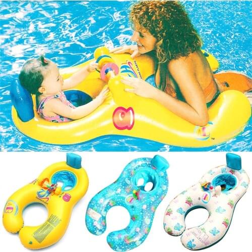 Childrens Swimming Ring Parent-child Double Interactive Mother Child Thickened Inflatable Multi Color Ring Cartoon Lifebuoy Sea