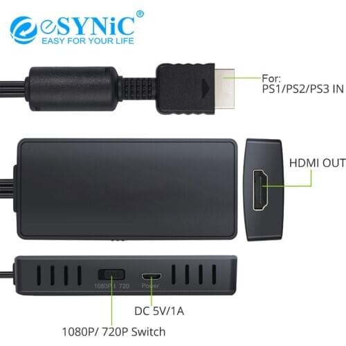ESYNiC For PlayStation to HDMI-compatible Converter HD Link Cable 1080P 720P For PS1/2/3 Plug Play PS1 TO HDMI-compatible Cable