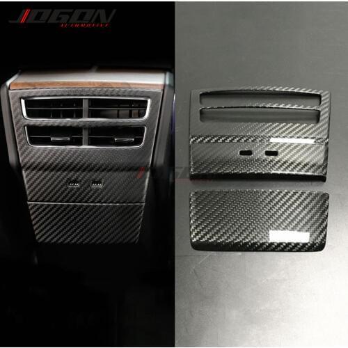 2pcs Glossy & Matte Real Carbon Fiber For Tesla Model S X 2016- 2019 Car Rear Seat Airvent Outlet Cover Trim