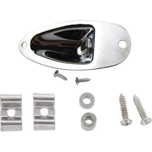Hot AD-1 Set Pure Vintage String Tree Kit & 1 Pcs Boat Guitar Jack 1/4 Inch Input Output Jack Plate Socket 6.35mm Chrome Silver