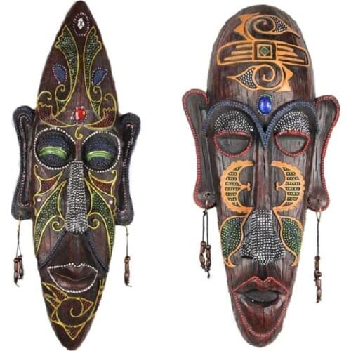 Personality African Mask Resin Wall Hanging Creative Home Jewelry Point KTV Bar Decoration Wall Carving Art Imitating Wood Carvi