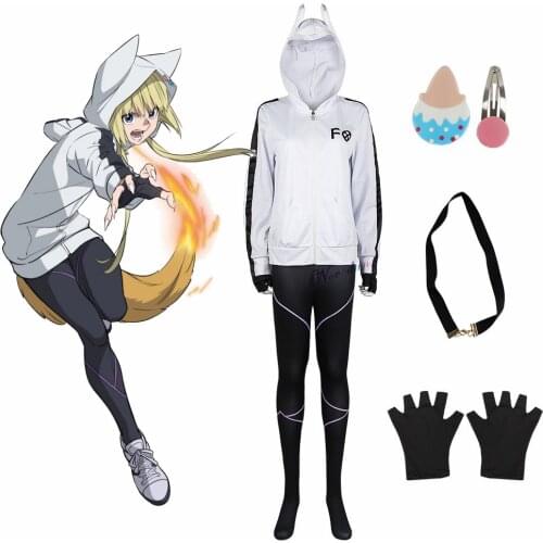 Anime Kemono Jihen Kon Cosplay Costume Baseball Jacket Uniform Outfit White Hoodie Jacket Coat Sportswear Women Set