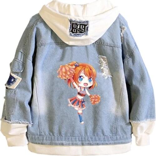 Anime love live Cartoon Cowboy Coat Jacket Sweatshirts Spring Hooded men women Denim Jackets Teenagers Jeans Hoodies
