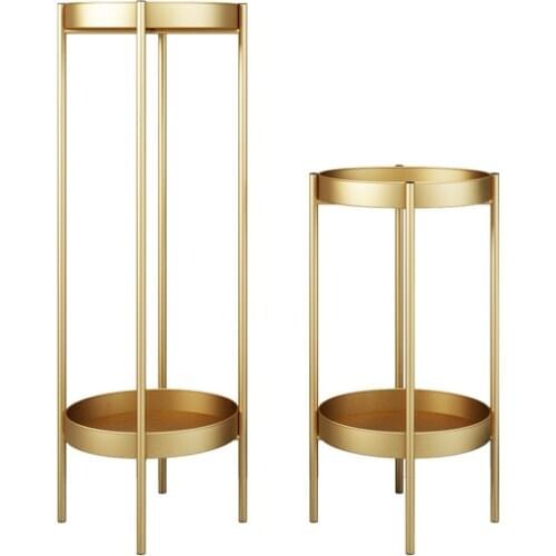 Nordic fashion metal indoor plant stand modern simple balcony round flowerpot rack floor type light luxury multi layer shelf