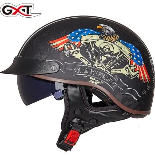 GXT Motorcycle Helmet Retro Half Face Helmet DOT Certified Scooter Locomotive Classic Motorbike Moto Casco ABS
