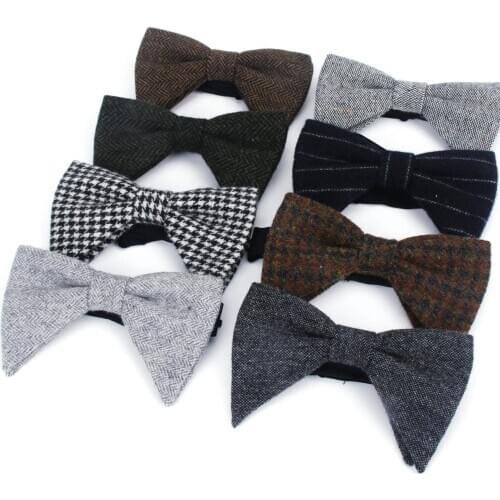 Mens Wool Vintage Bow Tie For Men Women Tuxedo Solid Big Bowtie Bowknot Adult Mens Bowties Cravats Black Neck Tie Butterfly