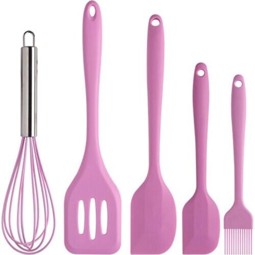 5PCS/Set Heat Resistant Silicone Cookware Set Nonstick Spatula Shovel Egg Beaters Utensils Kits Kitchen Accessories