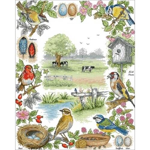 Four Seasons Bird patterns counted 11CT 14CT 18CT Cross Stitch Set DIY Cross-stitch Kits Embroidery Needlework Home Decor