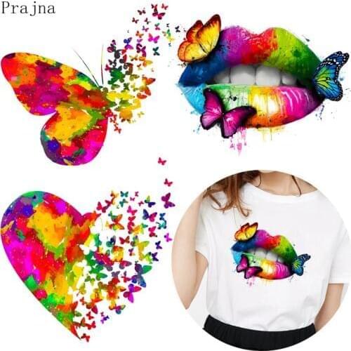 Prajna DIY Sexy Lips Patch Fashion Girl Stickers Ironing Heat Transfer Vinyl Thermal Iron on Transfer for Clothes Women T shirt