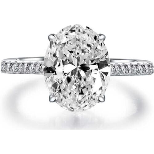 Luxury Oval cut 3ct Diamond Rings For Women Hot Sale 925 Sterling Silver Wedding Rings Finger Engagement Jewelry Anel