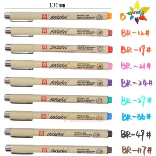 Sakura soft head color needle tube pen,9 colors,Comic Hand-painted Color Hand-painted Writing Brush,Waterproof ,Art supplies