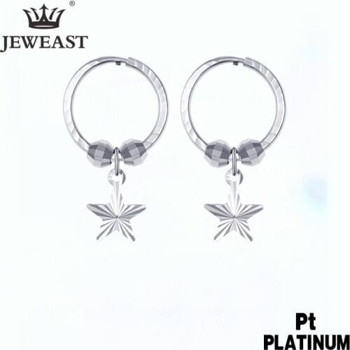 SSQY Pt950 Pure Gold Earring Real Platinum Solid Gold Earrings Shiny Star Upscale Trendy Classic Fine Jewelry Hot Sell New 2020