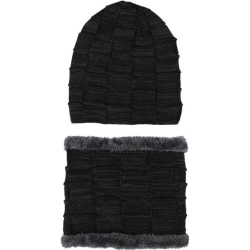 Wool Cap Men And Women Set Head Autumn Winter Square Plaid Plus Velvet Knit Pleated Cap Thick Warm W008