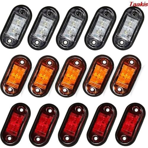 Warning Light LED Diode Light Trailer Truck Orange White Red LED Side Marker Lamp Oval Clearance Trailer Light 66x27.5mm 10Pcs