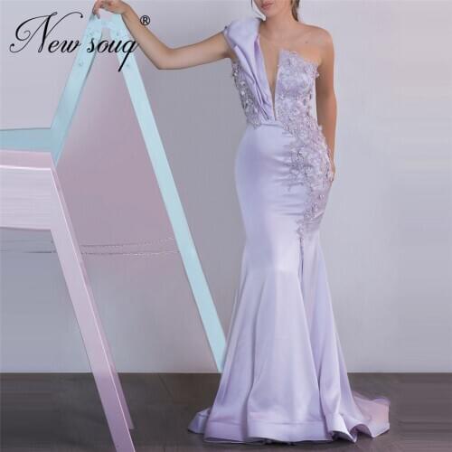 Lilac Formal Beaded Evening Dresses For Weddings Vestidos Custom Made Pearls Dubai Chic Prom Dress Women Mermaid Long Party Gown