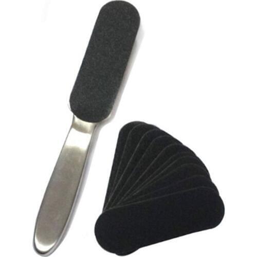 21.3cmx3.4cm Pedicure Callus Remover Stainless Steel Foot Rasp File 10 Double-Sided Replacement Grits Pad Easy Heel Scrubber