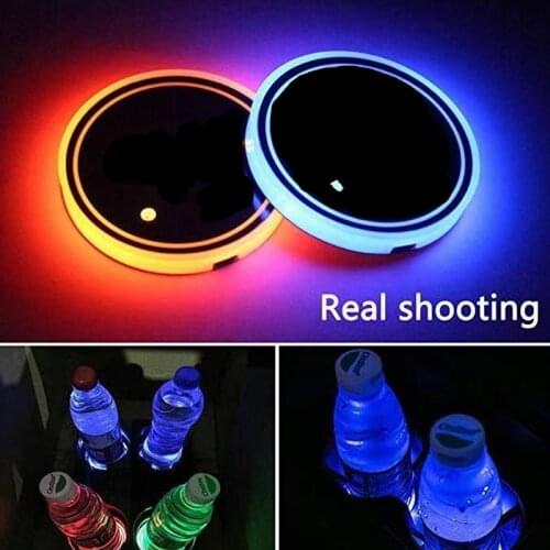 LED Car Logo Cup Holder Pads RGB Changing USB Charging Coasters For Toyota Camry 40 50 55 70 Land Cruiser 200 Prado 150 Cololla