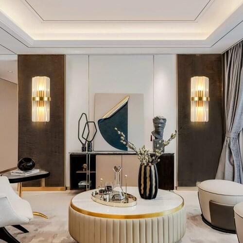 Nordic Crystal LED Wall Lamp Living Room Background Wall Light Modern Minimalist Aisle Corridor Bedside Lamp Indoor Lighting