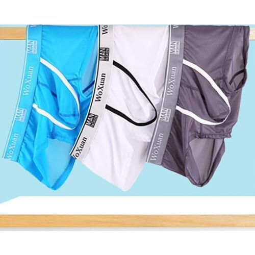 Sexy Men Boxer Shorts Ultra-thin Ice Silk Transparent Underwear Boxershorts Cueca Panties Slip Homme Underpants Swimwear Trunks