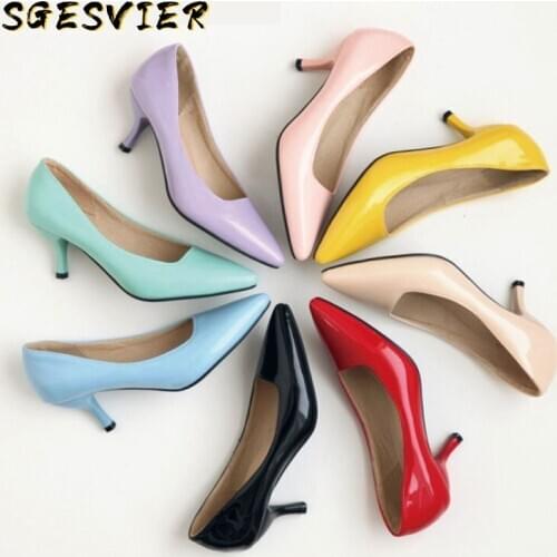 SGESVIER high heels women pumps thin heel classic yellow purple sexy ladies office career shoes woman dress shoes stilettos