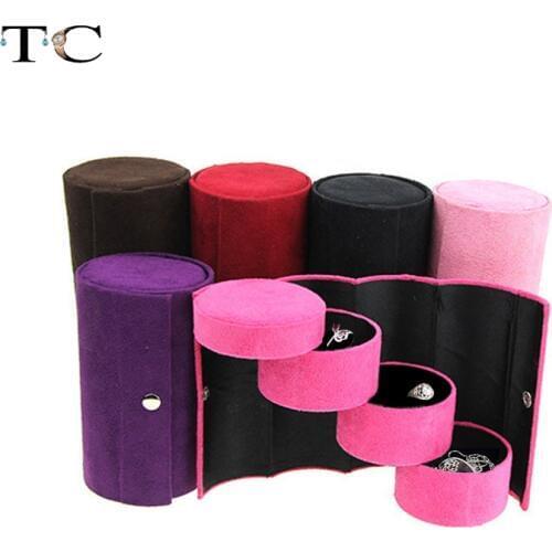 Amazing New Jewelry Display Casket Jewelry Box Organizer Flannel Round Portable Jewelry Case for Jewelry Storage