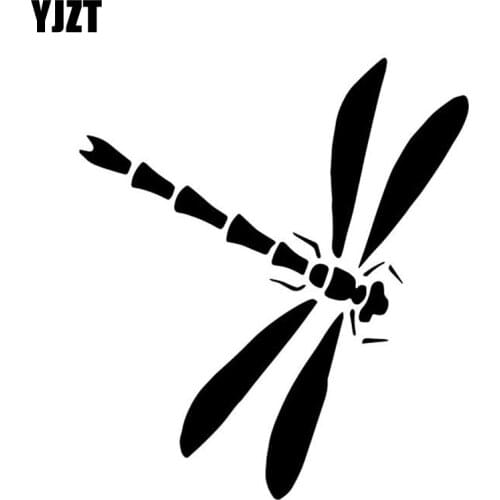 YJZT 13.8CM*15.7CM Dragonfly Car Door Decor Creative Pattern Car Sticker Vinyl Decal Black/Silver C4-2787