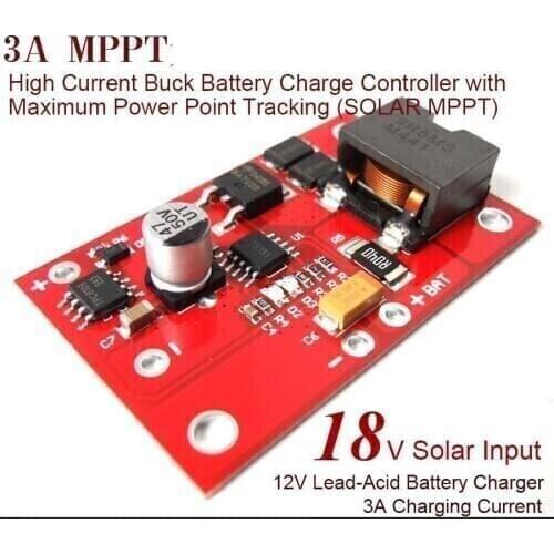 DC 12V MPPT Solar Panel charger Lithium Lead-acid Battery Charging Board Controller WITH maximum power point tracking 3A