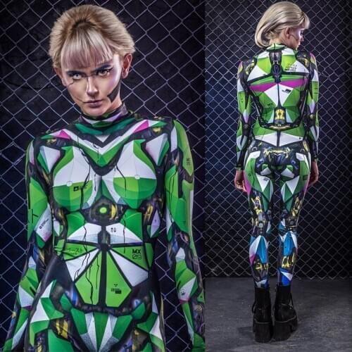 Science Fiction Costume Future Warrior Female Jumpsuit Sexy Halloween Party Cosplay Robot Punk Costume Stage GoGo Suit DWY3993