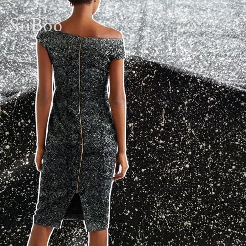 Siiboo black and white crepe jacquard fabric for women dress blazer starry night style tejido tissu french chic sp6582