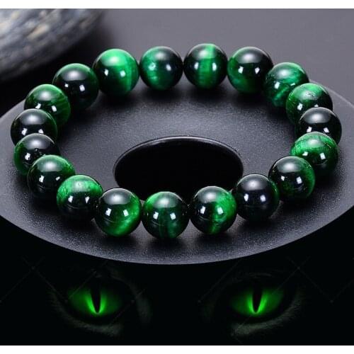 100% Real Natural Green Tiger Eye Brazalete Men Women Strand 6/8/10/12mm Jewelry Charm Bracelet Wholesale Bulk