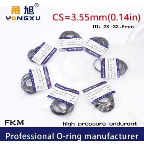 2PC/Lot Fluorine rubber Ring FKM O-ring Seal CS3.55mm ID28/28.7/30/30.7/31.5/32.5/33.5*3.55mm O Ring Gasket Ring Sealing Washer
