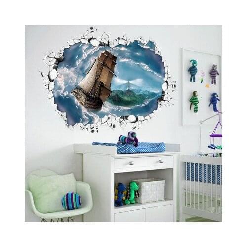 3D Wall Stickers Seas Of Clouds Sail Wall Pictures For Living Room Sofa TV Background 3D Wallpaper Prints Wall Art Mural